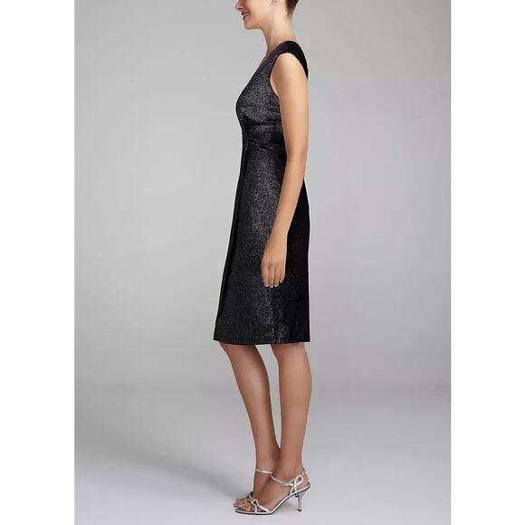 CONNECTED APPAREL Short Cap Sleeve Glitter Knit Dress in Gunmetal Sz 10 Women’s - Picture 3 of 10